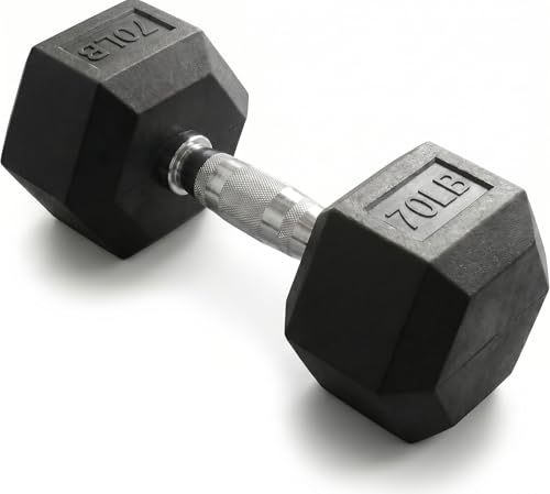 5-100 lb Rubber Hex Dumbbell Set - size: 70 lb
