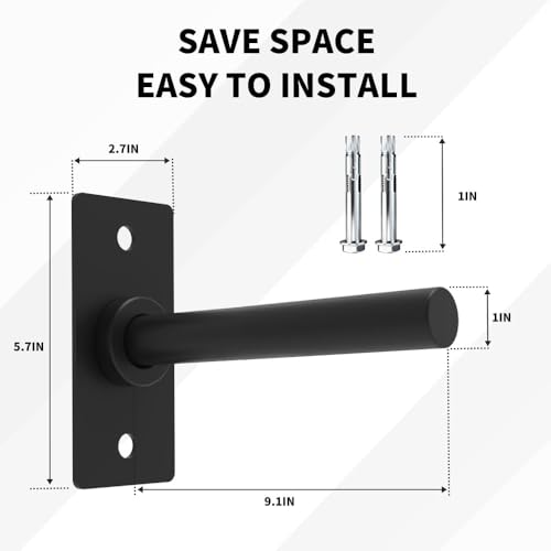 8-Pack Wall Mounted Weight Plate Holders for 1" & 2" Plates, Steel Bumper Plate Storage Rack with Rubber Pads & Hardware, Space-Saving Home Gym Wall Storage, 300 Lb Capacity - size: 1 Inch