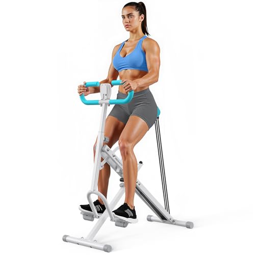 Squat Machine, MERACH R07 2 in 1 Squat Rowing Machine, Easy Setup & Foldable Exercise Equipment, Glute Trainer Machine, Glutes & Leg Home Workout Machine - color: Light blue