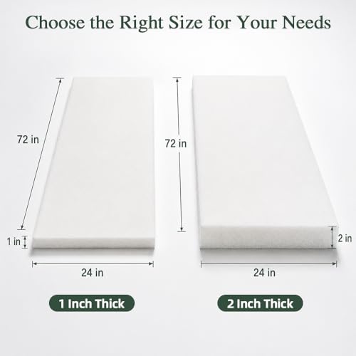 Upholstery Foam Cushion, 30ILD 2’’H x24’’W x72’’L Foam Pad, Cut-to-Size Polyurethane Foam for Cushions, Camper, Bench, Car Seat, RV Bed, Boat, DIY Foam Mat