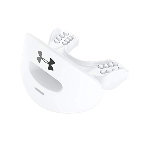 Under Armour Lip Gaurd for Football, Football Mouth Guard With Strap, Football Mouthpiece, Full Mouth Protection, Football Mouth Guard for Braces, Lip Guard Mouth Piece, Adult and Youth Mouth Guards - color: White