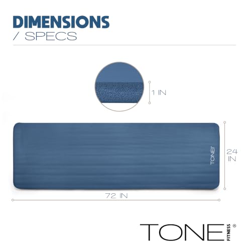 Tone Fitness 1-Inch Thick Yoga Mat | High-Density, Non-slip Exercise Mat with Carrying Strap for Yoga, Pilates, & Home Gym Workouts | Multiple Options - color: Blue, style: Diamond