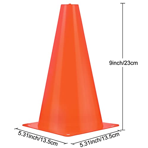 Hoteam 30 Pieces 9 Inch Traffic Cones Plastic Sport Agility Training Safety Cones Soccer Practice Equipment for Basketball Football Drills Exercise, Outdoor Activity and Events - color: Orange