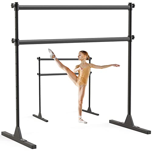 SELEWARE Height Adjustable Ballet Barre Freestanding Ballet Bar Heavy Duty Dance Bar Support Barre Movements Body Stretch Pull-ups, Sturdy Construction Never Fall Apart, Anti-Slip - color: 4 FT (Steel Crossbar, Black)