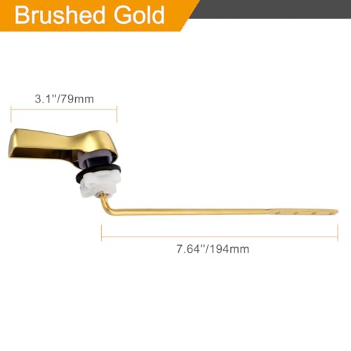 Hibbent Universal Metal Front Mount Toilet Handle Replacement Kit | Brushed Gold Solid Brass Toilet Flush Tank Lever, Stainless Steel Flapper Chains for Most Toilet Tanks - color: Brushed Gold, style: Upgraded Front Mount