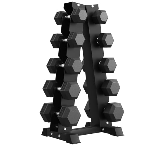 Hex Dumbbell Sets with Rack, 85-560lb Dumbbell Weight Set & Storage Rack | PAPABABE Dumbbell Set with Stand, Rubber Dumbbell Weight Set, Multiple Options Hand Weight for Strength Training - size: 260lb (15, 20, 25, 30, 40lb)x2& Rack