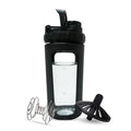 26oz Glass Protein Shaker Bottle, Stainless Steel Mixing Ball & Silicone Sleeve, Odorless, Leak-Proof, BPA-Free, Ideal for Smoothies & Workout Drinks (Graphite Black) - color: Graphite Black