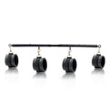 Spreader Bar Heavy Duty Stainless Steel Expandable Silver Bar Home Gym with 4pcs Furry Purple Adjustable Straps,Sports Aid Training Fitness Gear Pilates Aid Kit - style: Black+PU Embossed Black