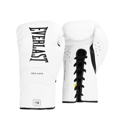Everlast MX Elite Pro Fight Boxing Gloves | Handcrafted in Mexico - color: White, size: 10oz X-Large