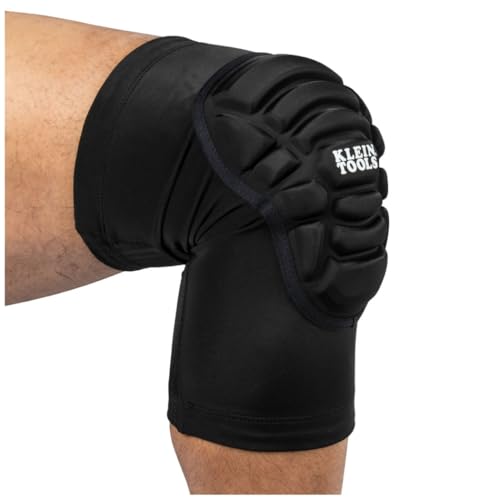 Klein Tools 60614 Knee Pads, Lightweight Padded Knee Sleeves, Breathable Mesh Back, Elastic Cuff with Slip-Resistant Silicone, S/M, Black - size: S/M
