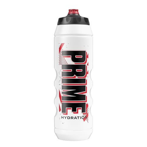 PRIME 32 oz Red & Black Graphic Squeeze Sports Water Bottle, BPA Free, Dishwasher Safe, Easy-Grip Ergonomic Leakproof Design, Fast Hydration for Gym, Cycling, Running - color: Red Black