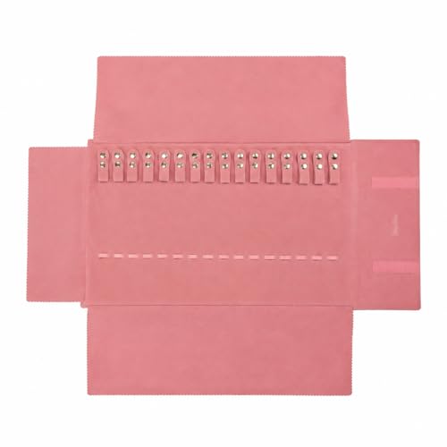 UnionPlus Velvet Travel Jewelry Roll Bag Organizer for Necklace, Elastic Band and Anti-winding, Blush Pink - color: Blush Pink, size: Medium