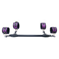 Wooden PU Spreader Bar with 4pcs PU Adjustable Straps,Workout Bar for Home Gym Training Bar,Portable Detachable Pilates Kit - style: Embossed Black+PU Purple Kit