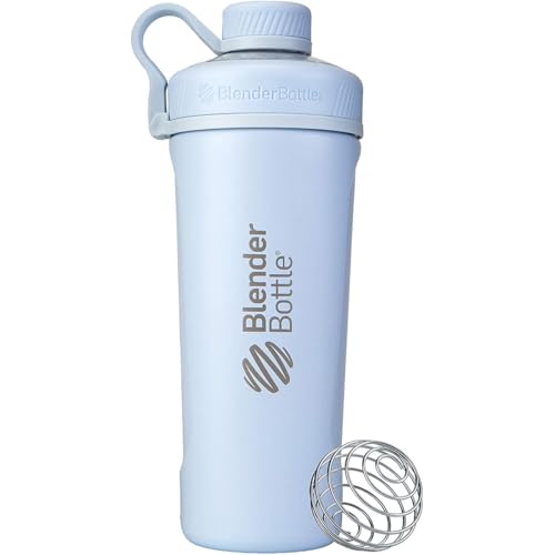 BlenderBottle Radian Shaker Cup Insulated Stainless Steel Water Bottle with Wire Whisk, 26-Ounce, Matte Arctic Blue - color: Arctic Blue