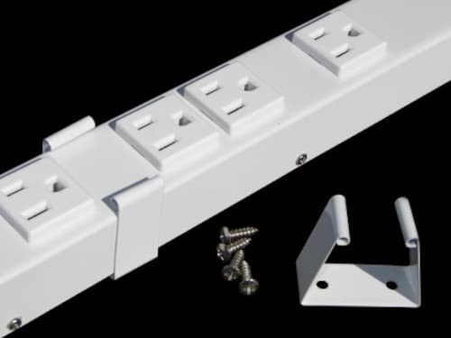 10” Hardwired Power Strip (NO Power Cord), 3 Vertical Outlets (NOT Tamper Resistant), with Ears (with mounting tabs on Both Ends), 15A (NOT a 20 Amp Unit), White