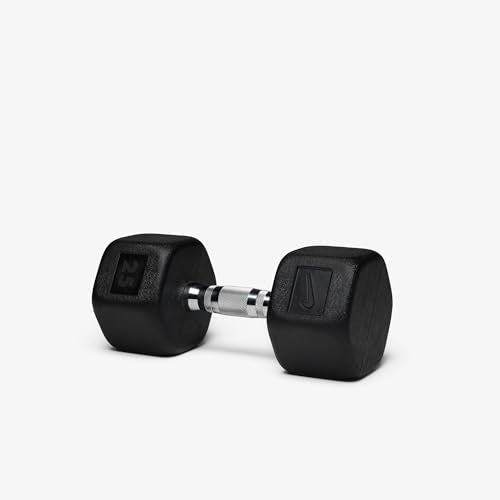 Nike Rubber Hex Dumbbell Pair - color: Black / Black, size: 25 lb