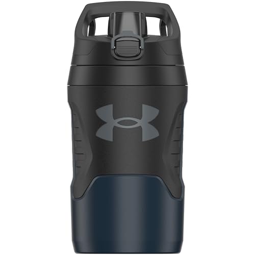 Under Armour 32 oz Insulated Water Bottles - Sports Water Jug with Fence Hook, Leak Resistant for Baseball, Football & More, 32 oz Insulated, Academy/Black - color: Academy/Black, size: 32 Ounces