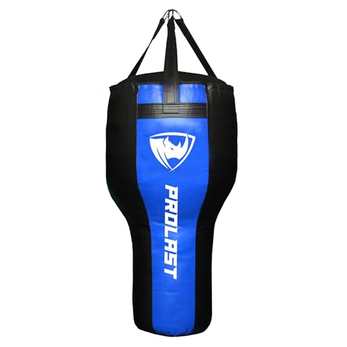 Angle Heavy Punching Bag for Adults, Hook and Uppercut, Boxing, MMA, Martial Arts, Muay Thai, 65 lbs, Rhino Logo - color: Black / Blue, style: Unfilled