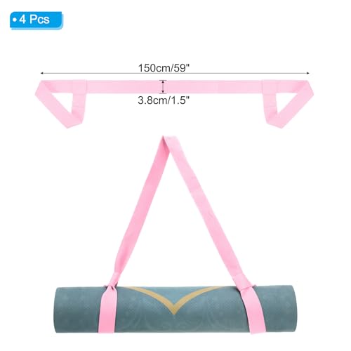 PATIKIL Yoga Mat Strap, Adjustable Yoga Mat Carrier Straps Sling Cotton Anti Slip Mat Holder Stretching Band - color: Pink