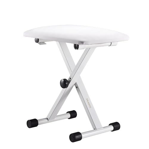 Keyboard Bench X-Style Height Adjustable Padded Cushion Foldable Stool Portable Seat Keyboard Chair for Keyboards Piano Guitar (White) - color: White