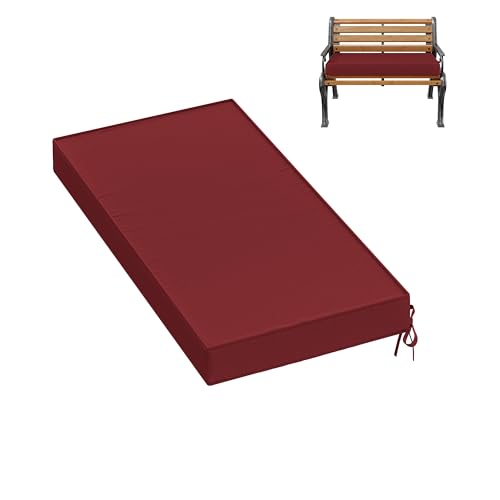 Premium Outdoor Bench Cushions for Patio Furniture 3.5inches Memory Foam Bench Cushion Waterproof Fade Resistant Porch Swing Cushions with Straps 36×18 Inch Burgundy - color: Burgundy, size: 36'' x 18'' x 3.5''
