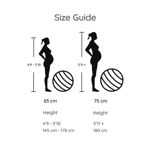 BABYGO Birthing Ball - Pregnancy Yoga Labor & Exercise Ball & Book Set Trimester Targeting, Maternity Physio, Birth & Recovery Plan Included Anti Burst Eco Friendly - color: Oatmeal, size: 65cm - Manual