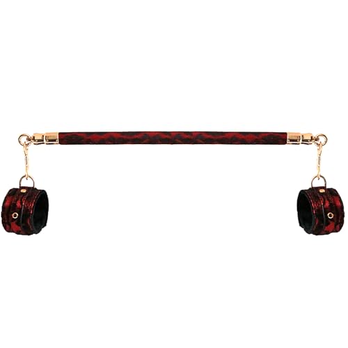 Spreader Bar Wooden Black PU Bar Home Gym with 2pcs Furry Black Adjustable Straps,Sports Aid Training Fitness Gear Pilates Aid Kit,Indoor Yoga Set - style: Lace Red+Red Kit