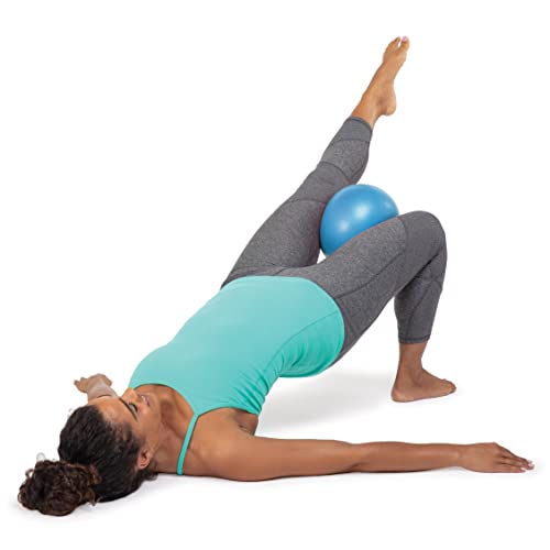 OPTP Soft Gym Overball – 9" Inflatable Easy-Grip Texture Pilates Ball, Blue | For stabilization training, pelvic core exercise, correct body position, muscle activation & more, Latex & phthalate free