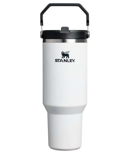 STANLEY IceFlow 2.0 Flip Straw Tumbler with Handle 40 oz | Twist On Lid and Flip Up Straw | Leakproof Water Bottle | Insulated Stainless Steel | BPA-Free | Chalk - color: Chalk, size: 40 Ounces