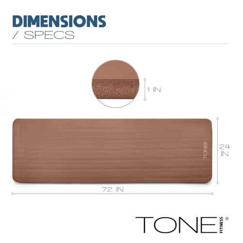 Tone Fitness 1-Inch Thick Yoga Mat | High-Density, Non-slip Exercise Mat with Carrying Strap for Yoga, Pilates, & Home Gym Workouts | Multiple Options - color: Mocha, style: Diamond
