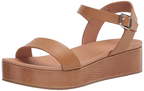Amazon Essentials Women's Two Band Ankle Strap Open Toe Flatform Sandal - color: Cognac, size: 11
