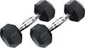Ader 2lb-120lb Black Octagon Rubber Dumbbells Pair - size: 10lb