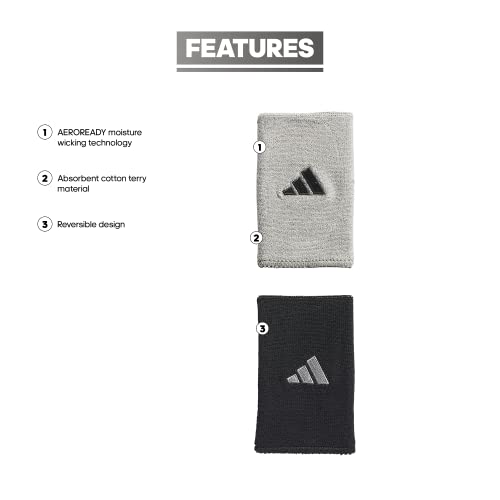 Adidas Unisex-Adult Interval Reversible Wristband – Athletic Sweatband for Men and Women - color: Black/Aluminum 2/White/2.0/Large
