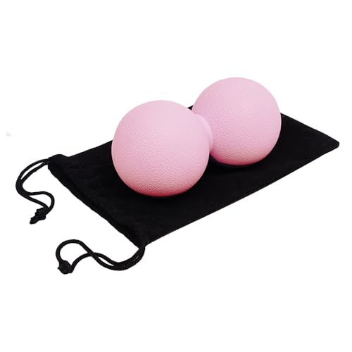 Double Lacrosse & Micro-Elastic Peanut Massage Ball - Myofascial Release Tool for Muscle, Back, Foot, and Physical Therapy, Mobility Roller for Acupressure and Relaxation (Pink) - color: Pink