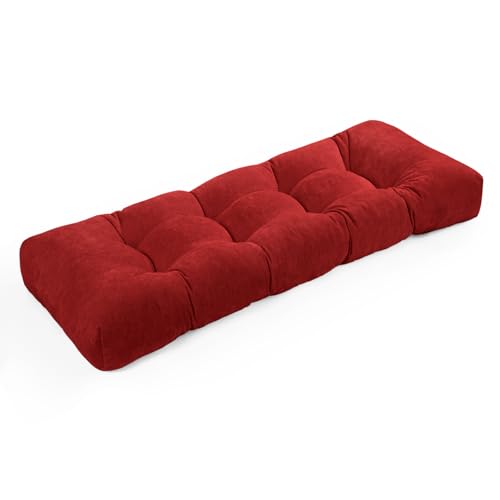 ROFIELTY Bench Cushion 45 Inch, Non-Slip Tufted Bench Cushion for Indoor Furniture for Bay Window, Entryway Bench, Piano Seat (Chenille-Burgundy, 45x18x4) - color: Chenille-burgundy, size: 45x18x4
