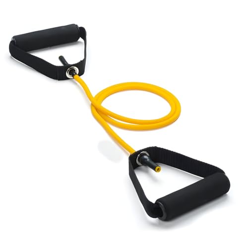 Resistance Exercise Band with Handles, Workout Band Weight Band for Physical Therapy,Strength Training Home Gym Fitness,with Door Anchor & Storage Bag. - color: Yellow (5lb-10lb)