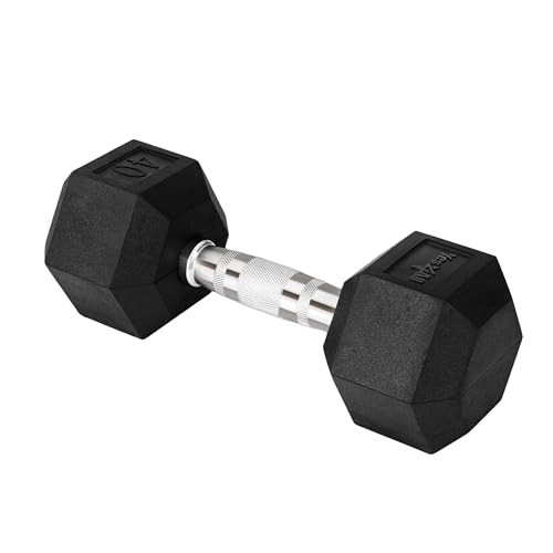 Yes4All Chrome Grip Encased Hex Dumbbells – Hand Weights With Anti-Slip 5-50 LBS Single - color: 40 Pounds - Single