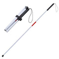 Foldable White Cane(Blind Cane) with Red Reflective Strip, 49 Inch Lightweight Walking Stick for Vision Impaired, Anti-Slip Handle for Daily & Travel Use