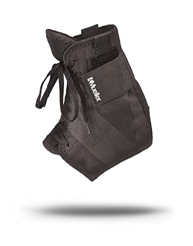 MUELLER Sports Medicine Soft Ankle Brace with Straps, Ankle Pain Relief Support for Men and Women, Ideal for Sprains, Strains, Arthritis, Black, Large - size: Large