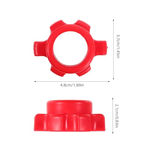 Kisangel 4Pcs Dumbbell Spinlock Collars, 1 Inch Standard Barbell Star-Shaped Nut, Non-Slip Replacement Screw Clamps for Weight Lifting Fitness Training, Red