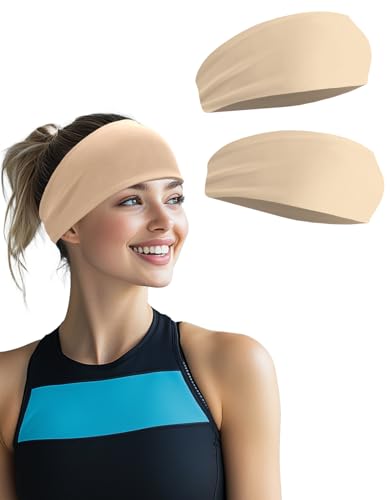Headbands for Men & Women, Sweat Headband Non-Slip Sweatband Sports Running Cycling Yoga Basketball Workout Football Training - color: Flesh Color