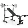 Goplus Adjustable Olympic Weight Bench Barbell Rack Set, Foldable Workout Bench Press Set with Leg Developer, Squat Rack, Home Gym Flat Incline Decline Weight Lifting Strength Training