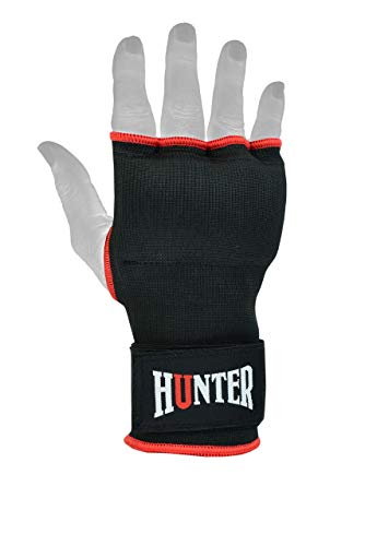 HUNTER Gel Boxing Hand Wraps for Men & Women, Quick Inner Gloves with Wrist Support for MMA, Muay Thai, Kickboxing & Martial Arts Training, Knuckle Protection (Pair) - color: Black, size: Large-X-Large