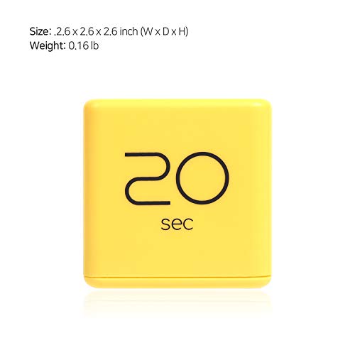 mooas Cube Timer (Yellow), Timers Cube Flip Block Timers Productivity Gravity Sensor Time Management for Kids ADHD Classroom Kitchen Desk Workout Cooking Study 10, 20, 30, 60 Seconds Timer Setting - color: Yellow