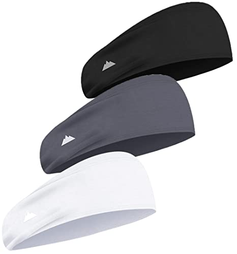 Tough Headwear Mens Headband | Sweat Headbands for Men Women Working Out Running Sports – Athletic Sweat Band Exercise - color: (3 pack) Black, White, Gray