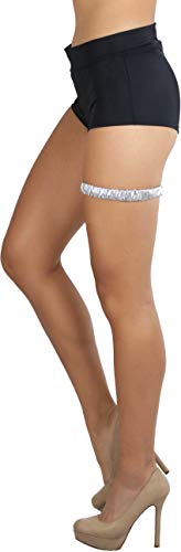 ToBeInStyle Women's Leg Wraps Ravewear Dancewear Elastic Straps Party Garter Music Festivals Costume Accessory Thigh High - color: Leg Garter - Silver, size: One Size