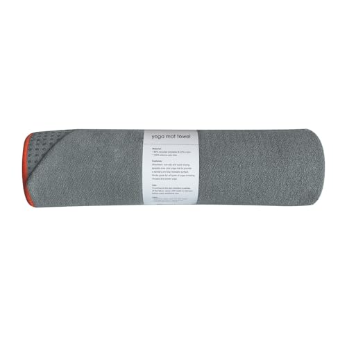 Muka Yoga Mat Towel with Grip Dot Non-Slip, Sweat Absorbent Towel for Hot Yoga Pilates Fitness 72x24 Inch - color: Grey