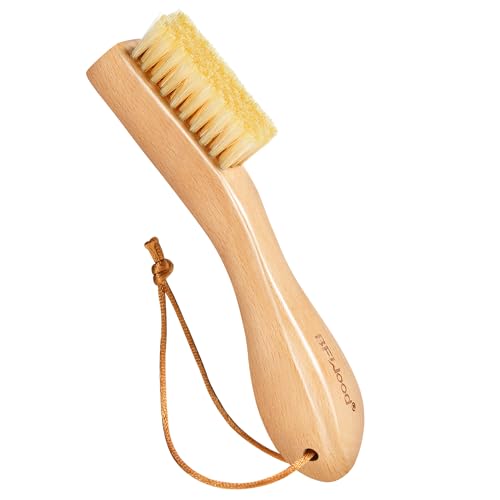 BFWood Laundry Stain Brush, Natural Soft Boar Bristles, Removes Tough Stains from Delicate Fabrics Like Knits, Cotton, and Linens, Gentle on Fabrics, No Damage - style: Regular