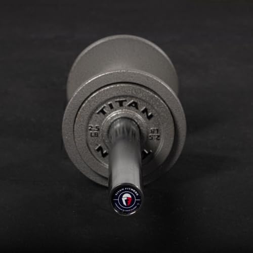 Titan Fitness Single 36in Loadable Olympic Dumbbell Bar, 400 LB Capacity, Knurled Handle for Home Gym Strength Training