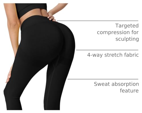 CHRLEISURE Workout Leggings Sets for Women, Gym Scrunch Butt Butt Lifting Seamless Leggings 3 Piece - color: 3 Packs - Black/Black/Black, size: X-Large